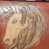 Ručně zdobená dámská kožená aktovka Amerika A4 s motivem koně