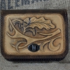 Ručně zdobená kožená kapsa na opasek široká s motivem paroh