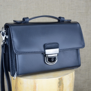Pánská kožená příruční taška s přední zipovou kapsou na doklady