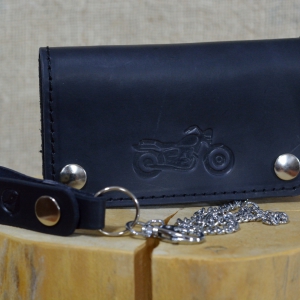 Kožená motorkářská peněženka s vyraženou motorkou